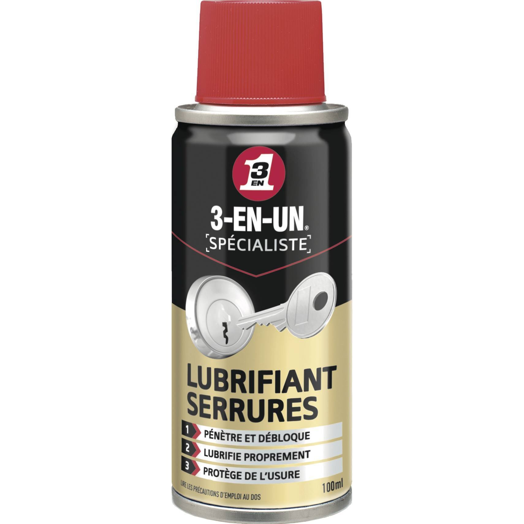 3 EN UN - Lubrifiant serrure et cadenas - 100 ml