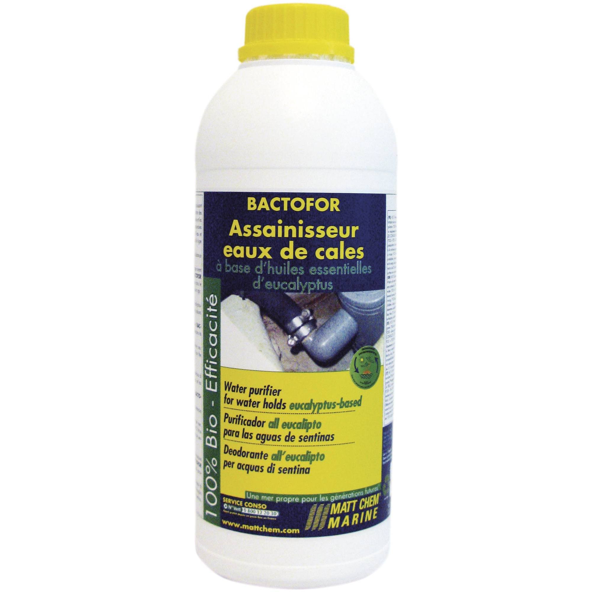 Assainisseur puissant à l'eucalyptus pour eaux de cales "BACTOFOR"