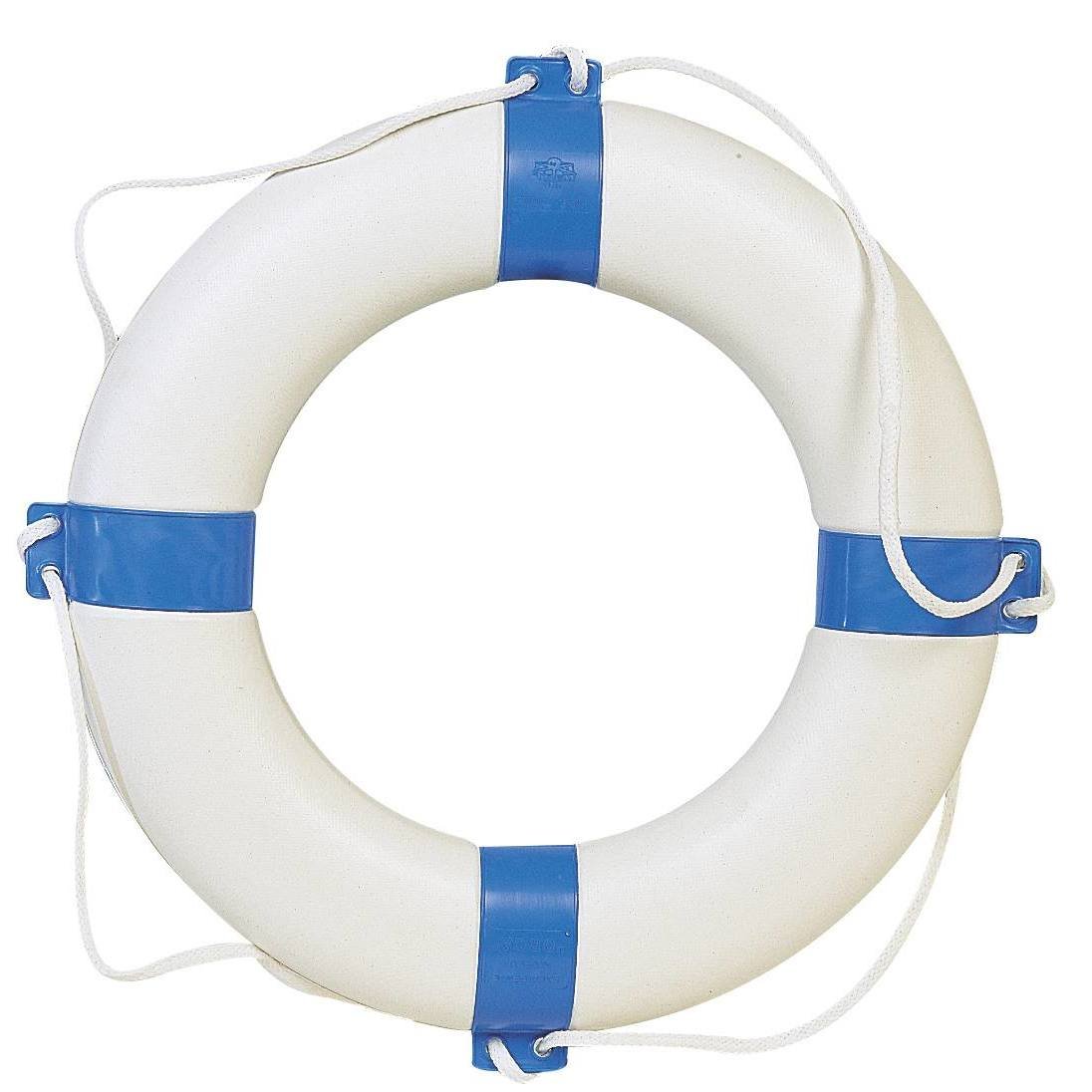Bouée déco blanche bande bleue