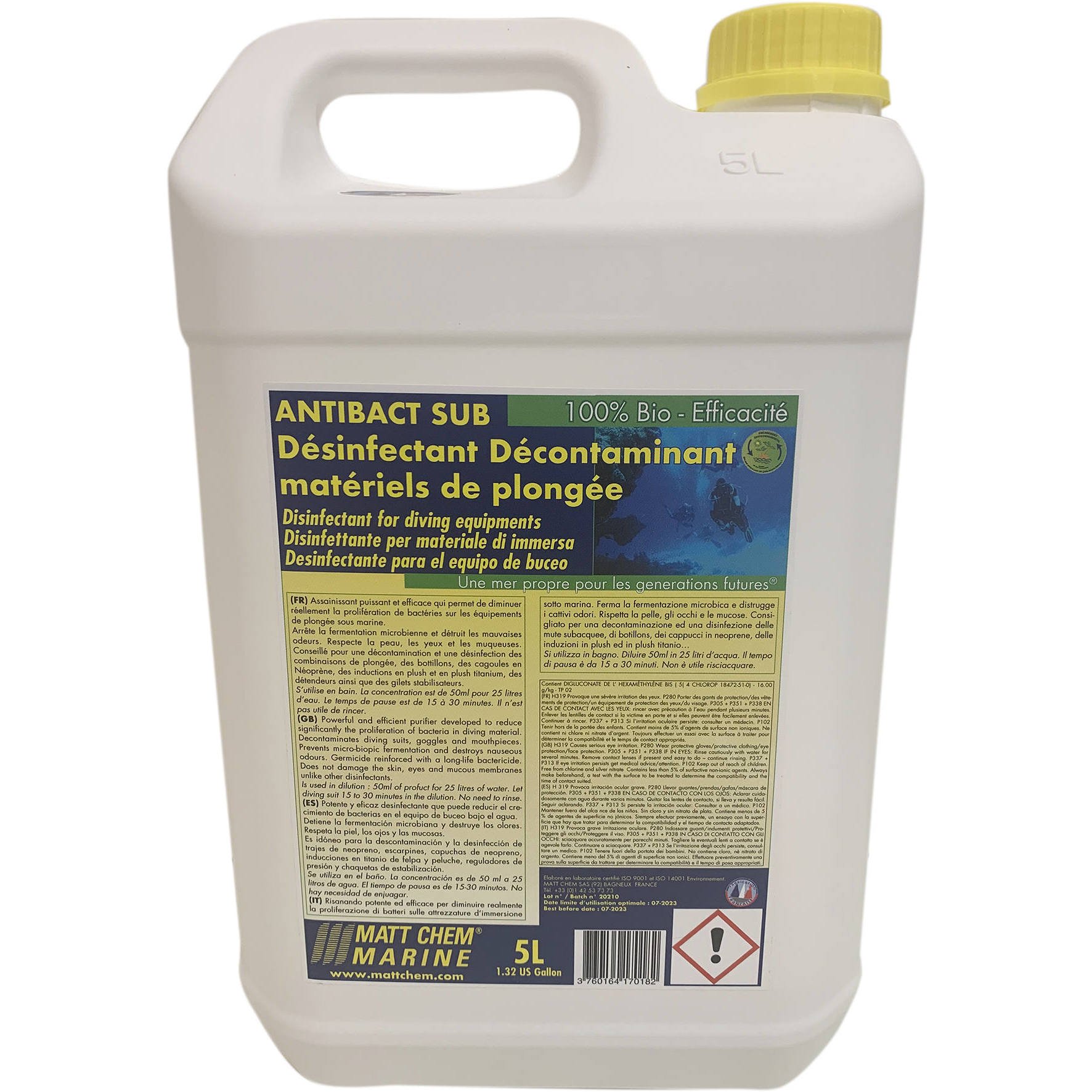 Désinfectant décontaminant pour matériel de plongée ANTIBACT-SUB