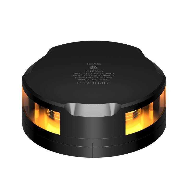 Feu 360° flash ambre - montage horizontal - aluminium noir - flat base
