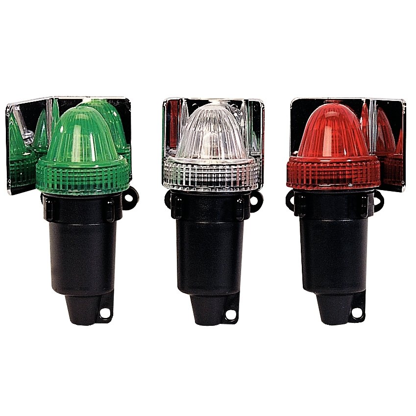 Feu de navigation étanches à piles - blanc + rouge + vert