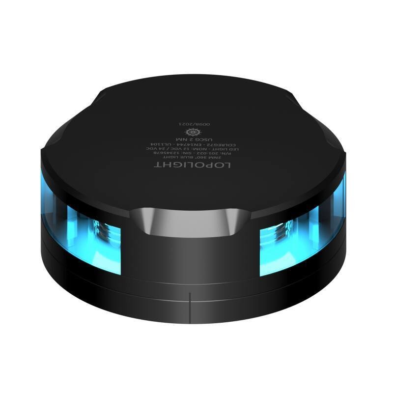 Feu stroboscopique bleu 360° - 4mn alu anodisé noir - flat base