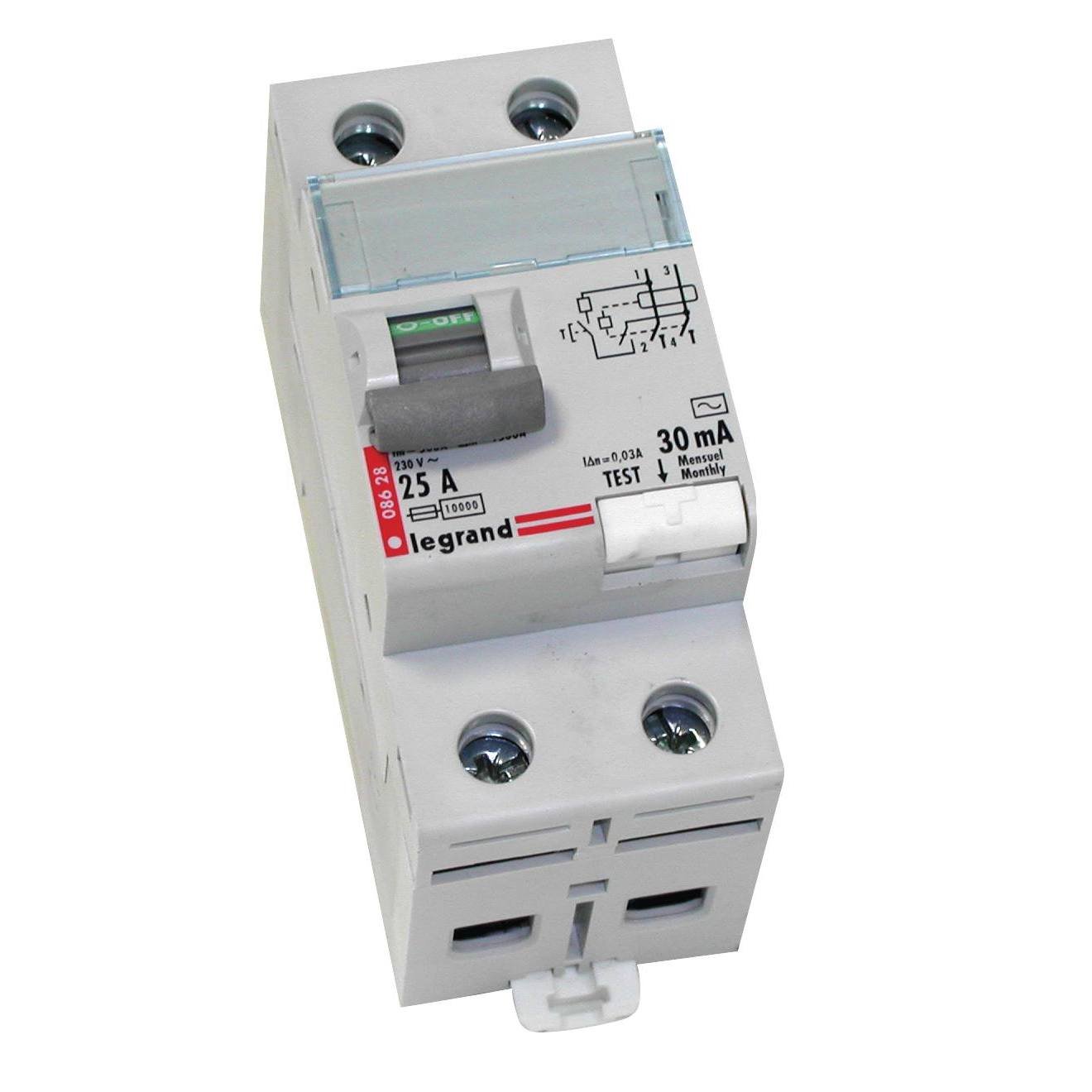 Interrupteur différentiel DX3 230V - 30mA - 25A - 2 poles