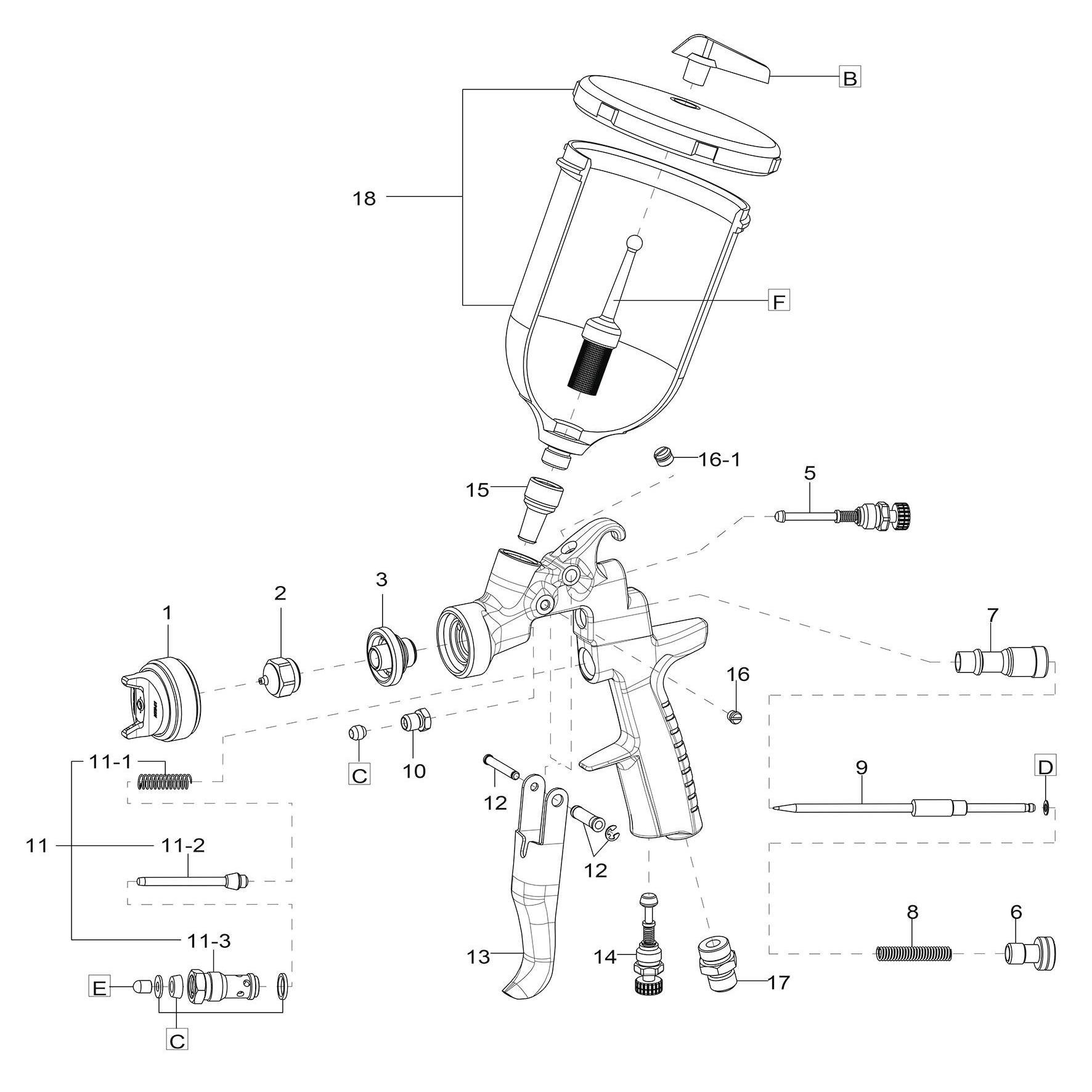 Kit buse + aiguille pour pistolet Air Gunsa AZ3 HTE-S Impact
