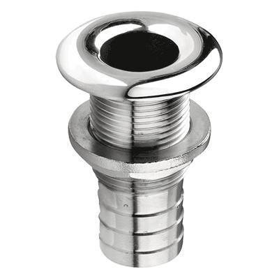 Passe-coque inox poli - fileté cannelé