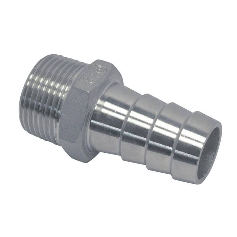 Raccord MM fileté / cannelé inox