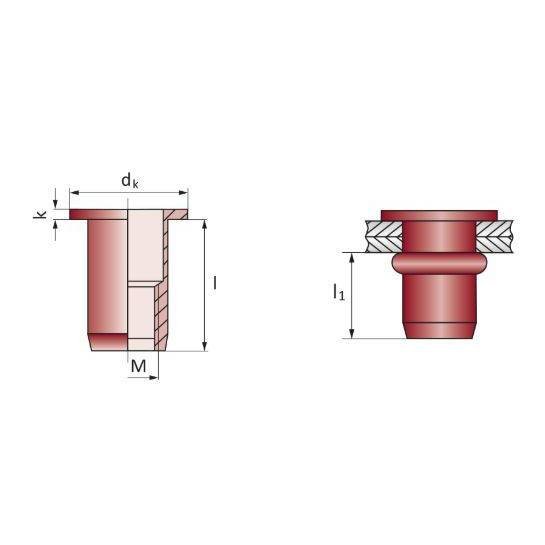 Rivet taraudé alu tête plate