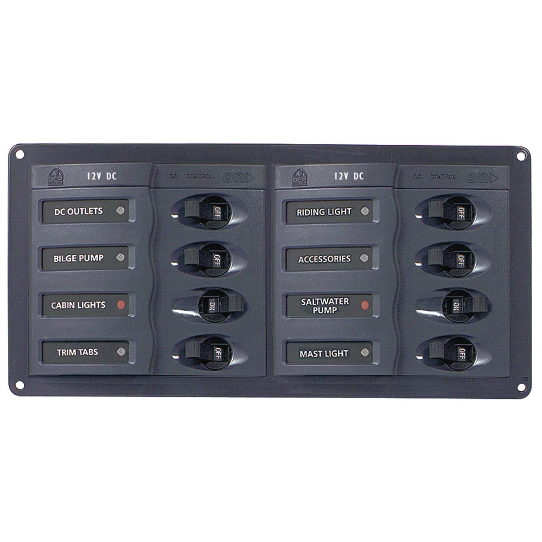 Tableau électrique horizontal 12V 8 interrupteurs